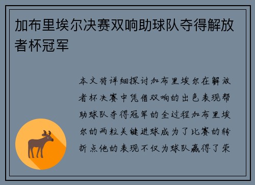 加布里埃尔决赛双响助球队夺得解放者杯冠军